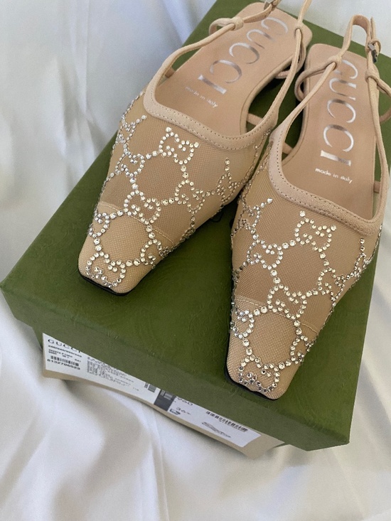 Gucci Shoes - Gucci - Women's GG crystal slingback flat